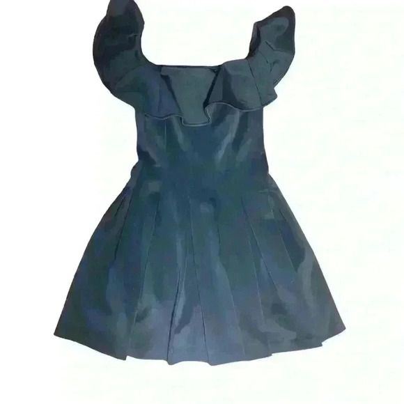 Halston Fit and Flare Pleated Dress Size 2 Navy Special Occasion Semi Formal - Picture 5 of 15